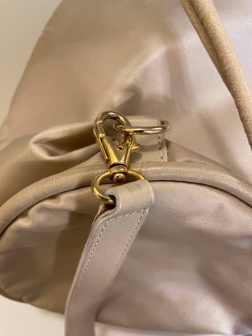 【お値下げ】セリーヌCELINEベージュ ナイロン 巾着型 ショルダーバッグ