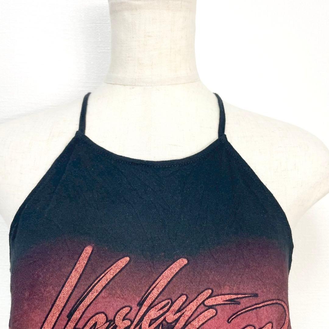 y2k❤️ Harley Davidson スカル ロゴ ホルターネック キャミ