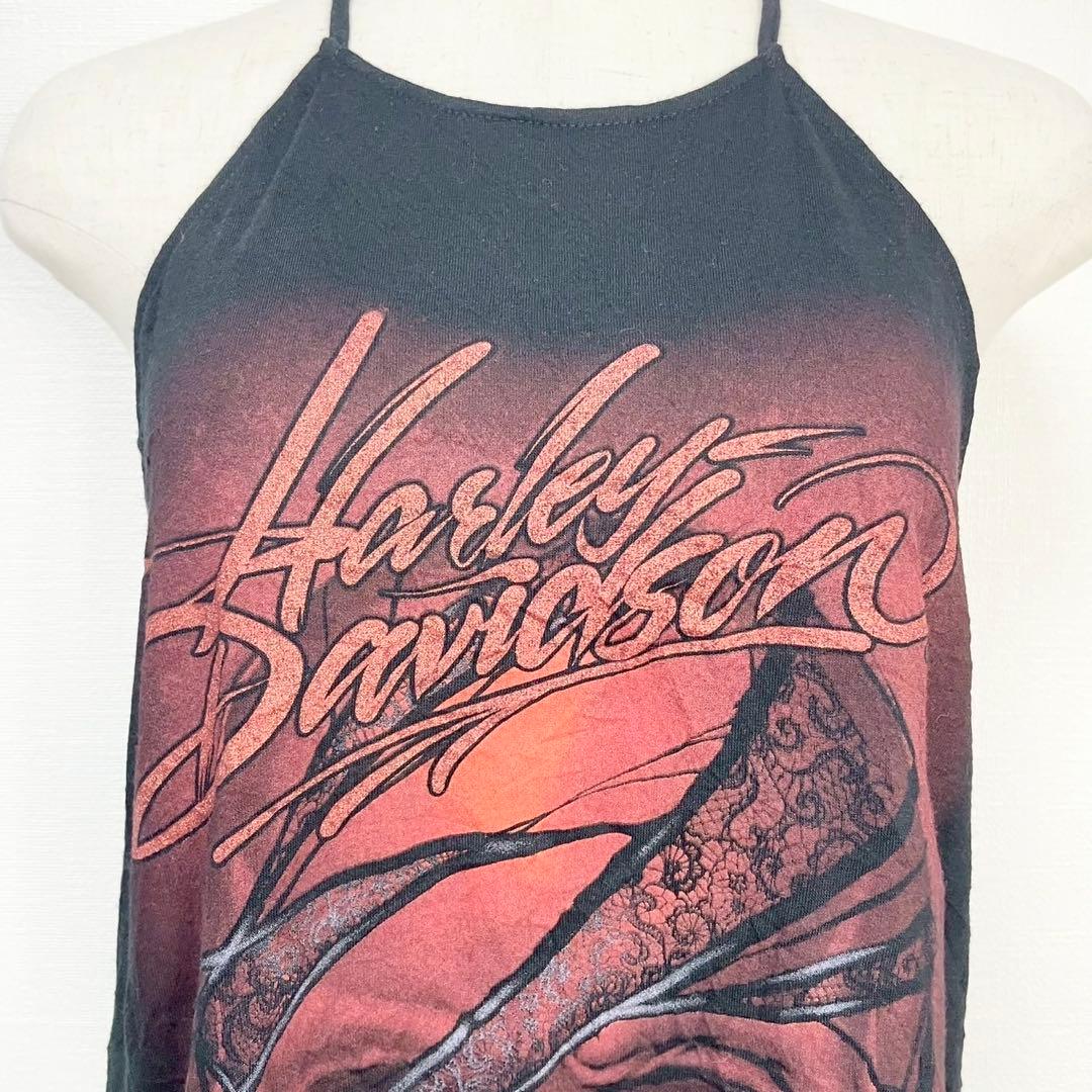 y2k❤️ Harley Davidson スカル ロゴ ホルターネック キャミ