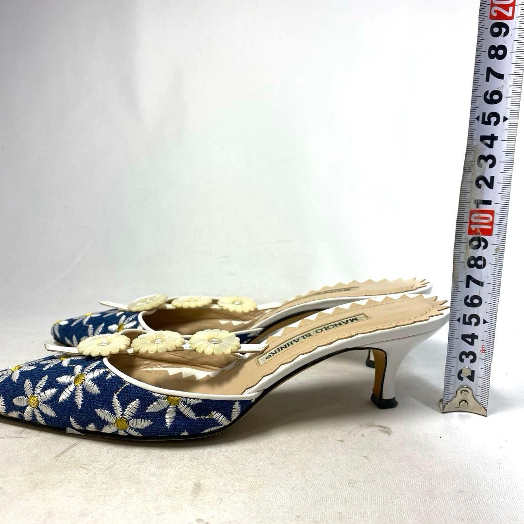 マノロブラニク　花柄　ミュール　サイズ表記「37 1/2」23.5センチ程度