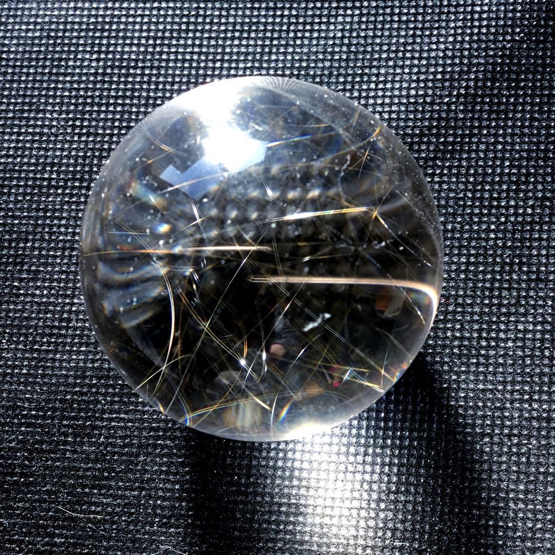 1点物　シルバールチルクォーツ水晶丸玉　ブラジル産天然石　置物　パワーストーン