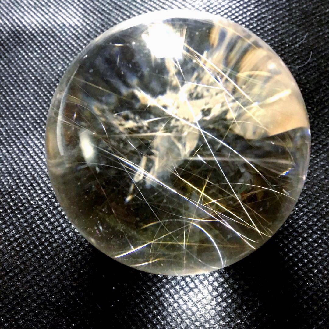 1点物　シルバールチルクォーツ水晶丸玉　ブラジル産天然石　置物　パワーストーン