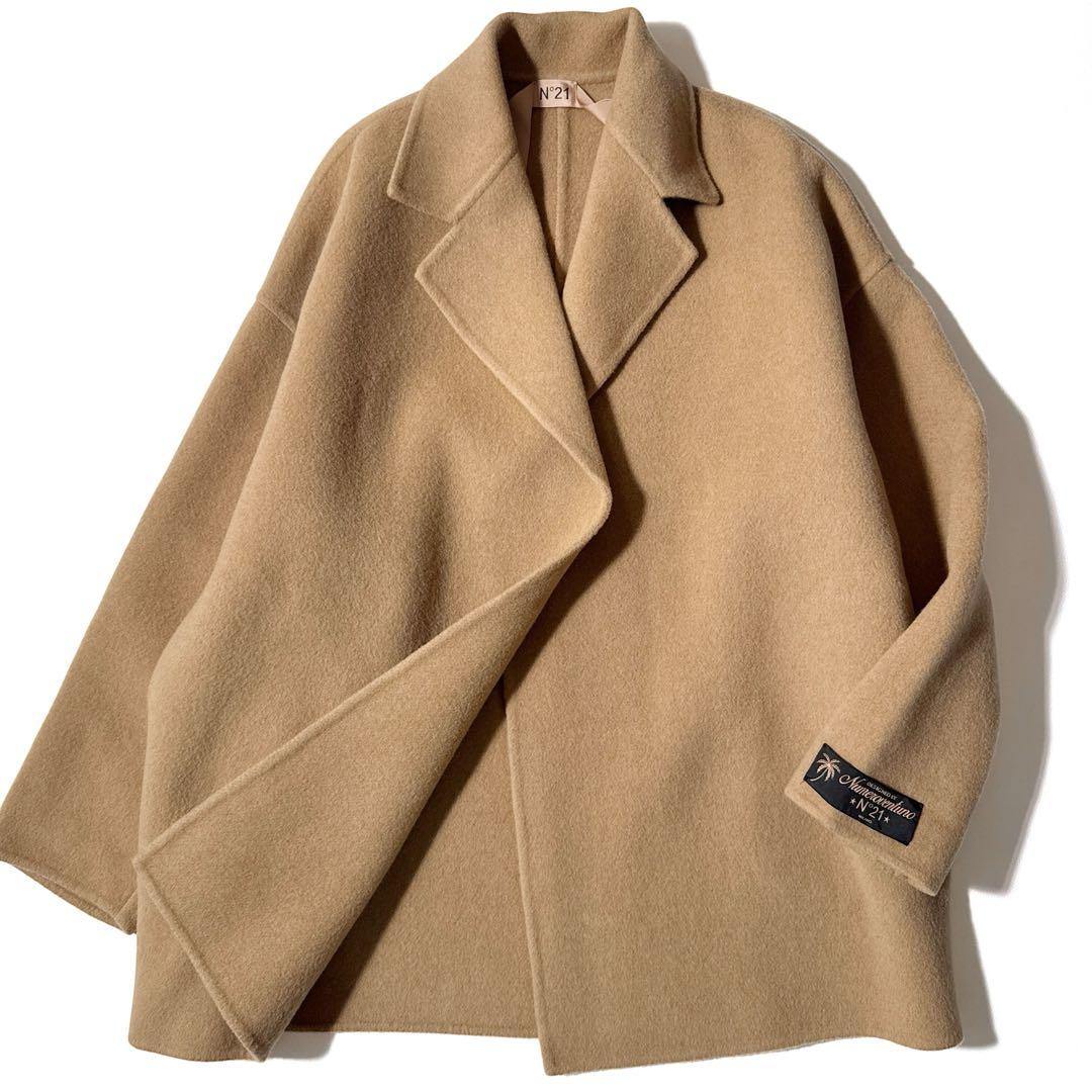 N°21 23AW ダブルフェイス コート ミドル丈 ウール ベルト