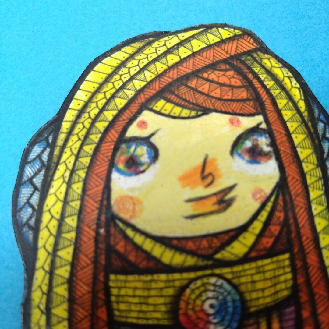 【ザビちゃん】【原画肉筆】疫病退散・アマビエさま・巫女さま風