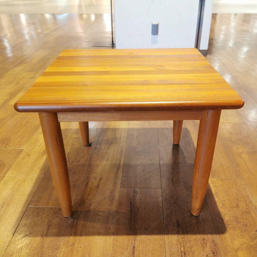 【美品】IDC大塚家具 エンドテーブル 天然木 チーク無垢材 机 サイドテーブル