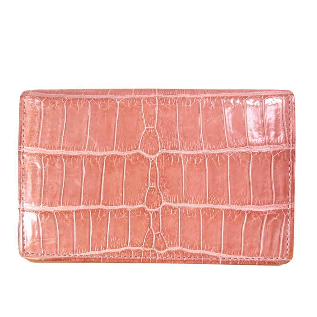 クロコダイル ビジネス用 名刺入れ epoi GANZO ピンク　わに革