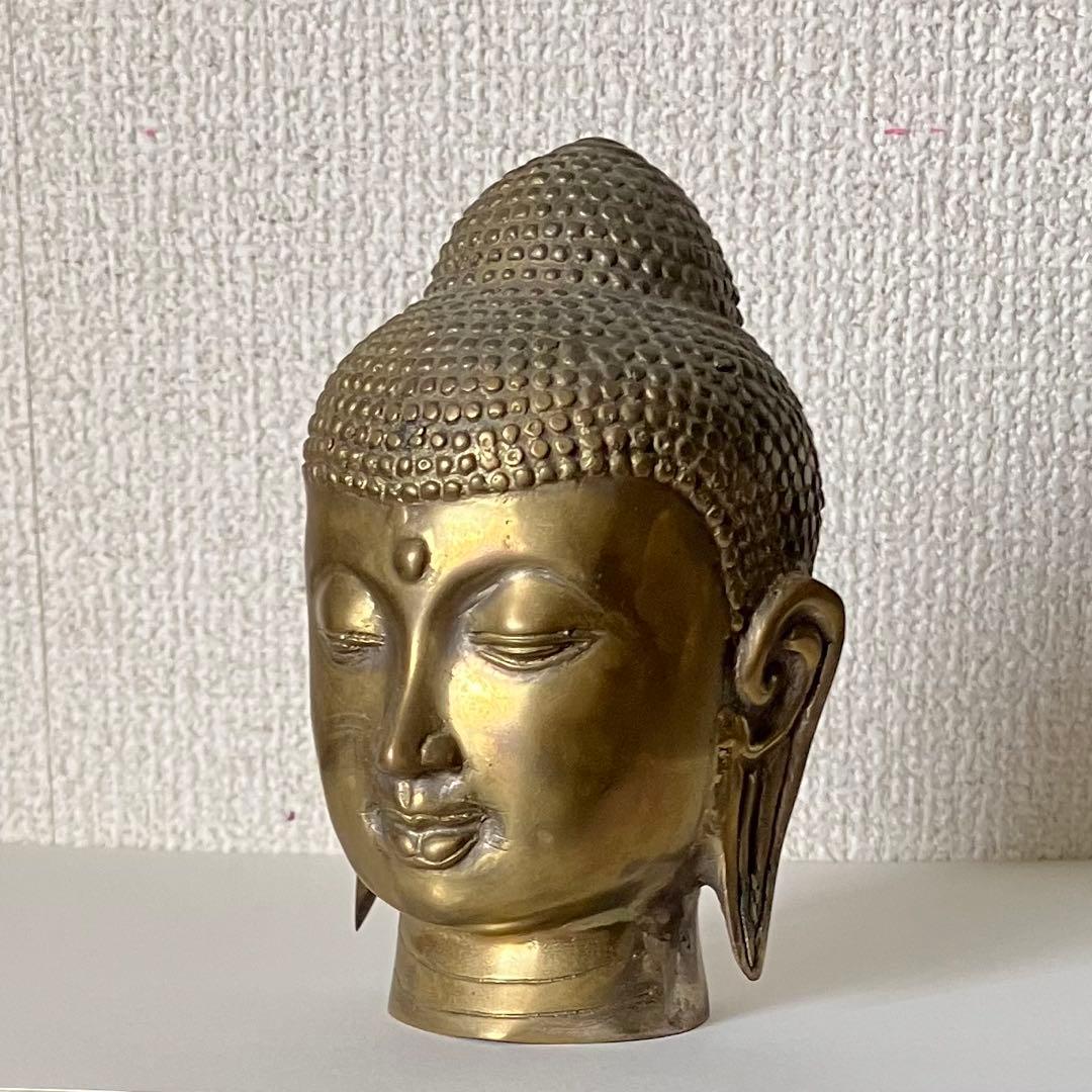 仏頭　骨董品　置物　彫刻　金属工芸品　アンティーク　ビンテージ アート　真鍮