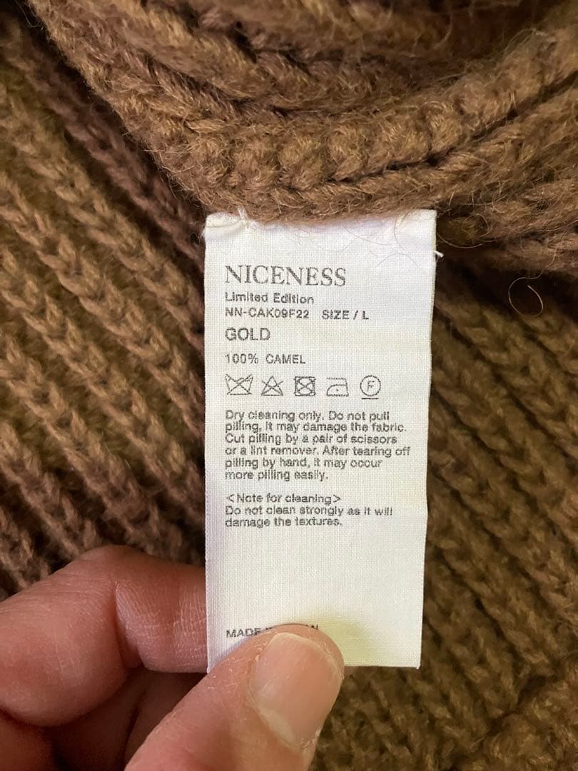 2022AW NICENESS GOLD カウチンショールカラーニット