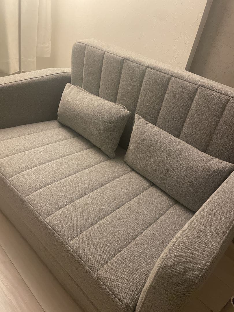 【ほぼ新品】RASIK　3WAYソファベッド　グレーストライプ