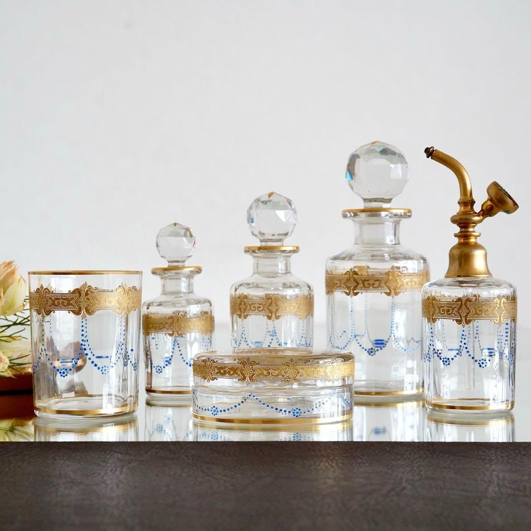 ぷっちまま★オールドバカラ 香水瓶M＆ラスター彩エナメル彩グラス2客