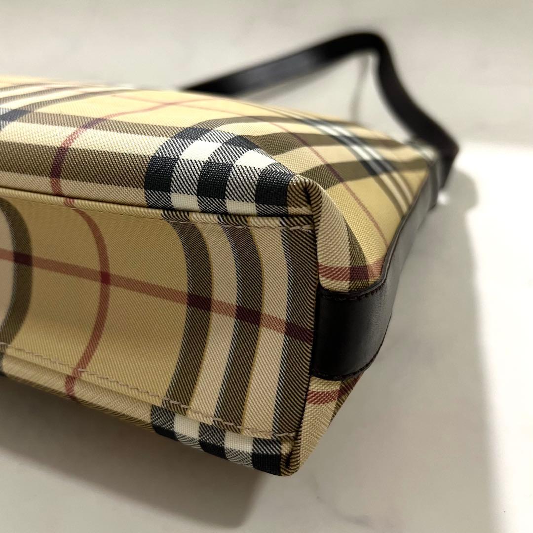 BURBERRY ノバチェック ワンショルダーバッグ トート PVC レザー