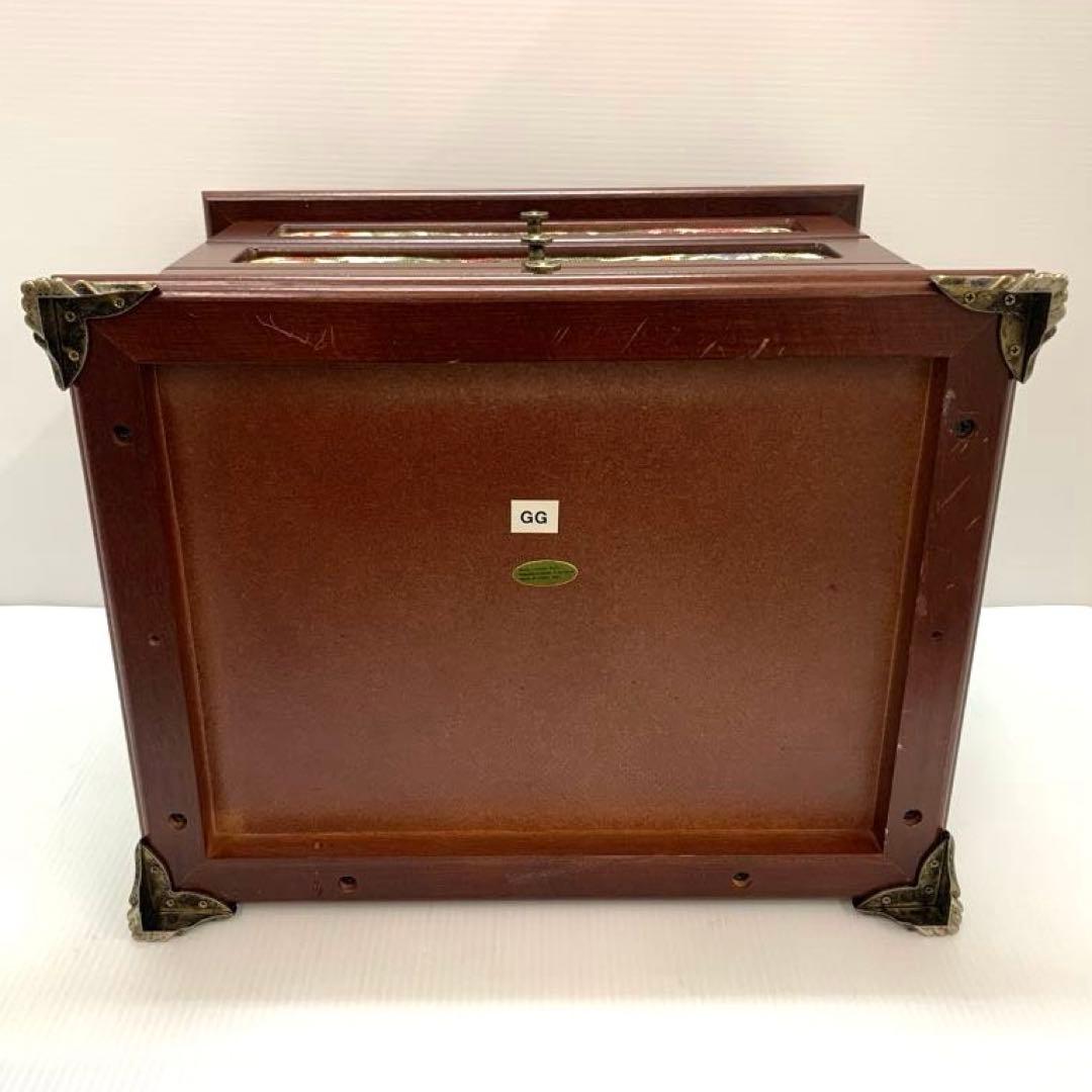 アンティーク調 ゴブラン織 ジュエリーボックス メイクボックス 鏡 木製