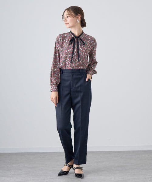 のんこまま♡ANAYI♡イレギュラースクエアプリントタイ付き ブラウス