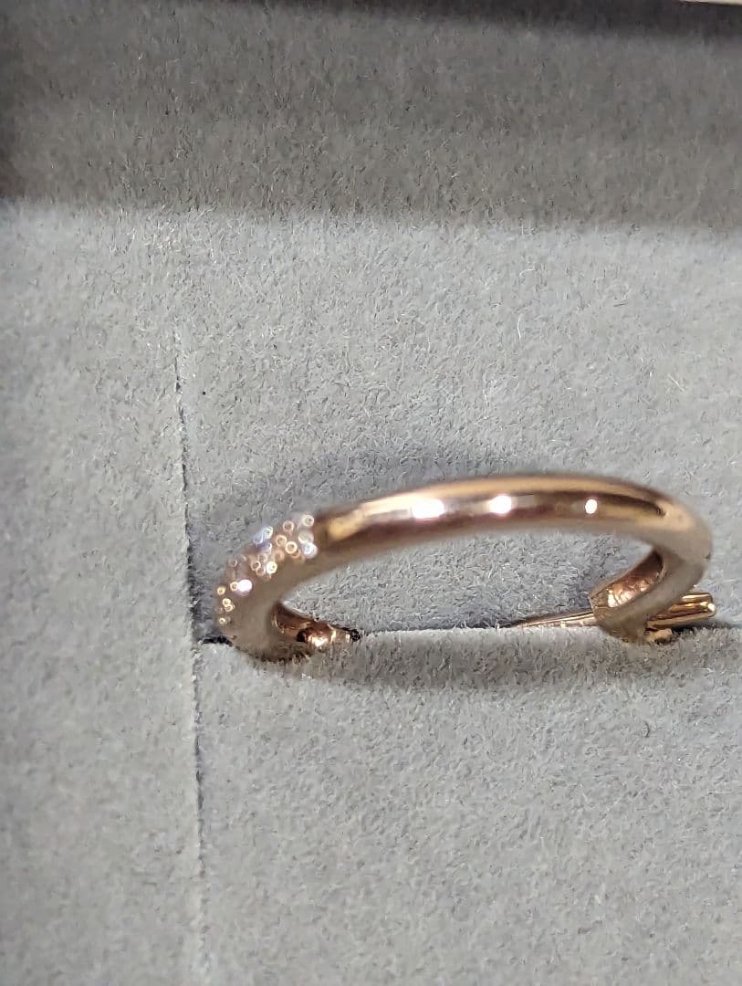 天才　K18ダイヤモンド フープピアス　ピンクゴールド片耳