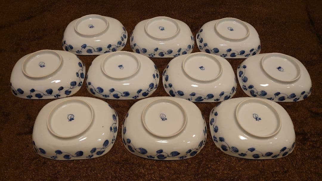 古伊万里　伊万里　染付　江戸期　大名　菓子皿　楕円皿　蔵出し　10客