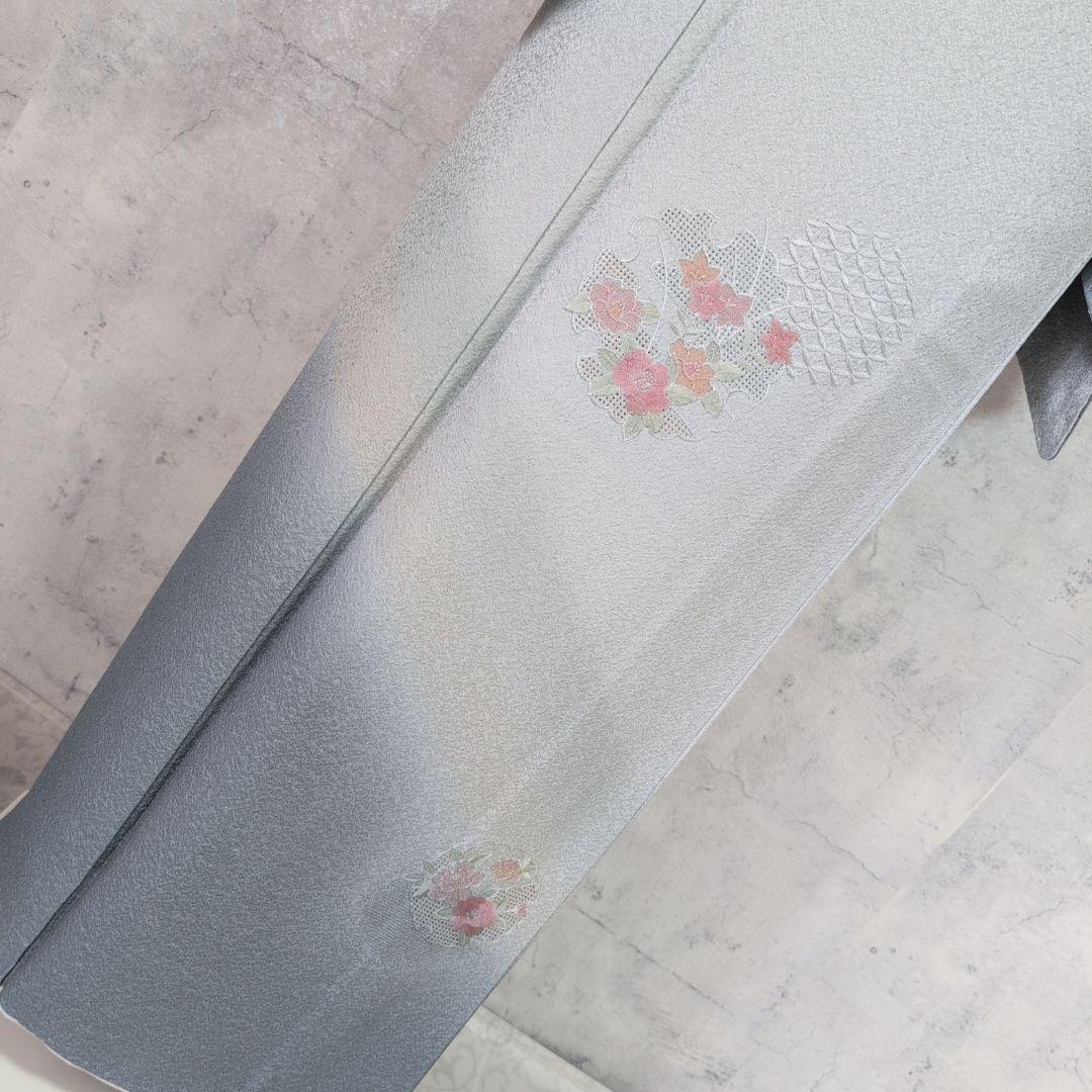 訪問着　フルセット　着物　正絹　汕頭刺繍　グラデーション　祝い事　E2