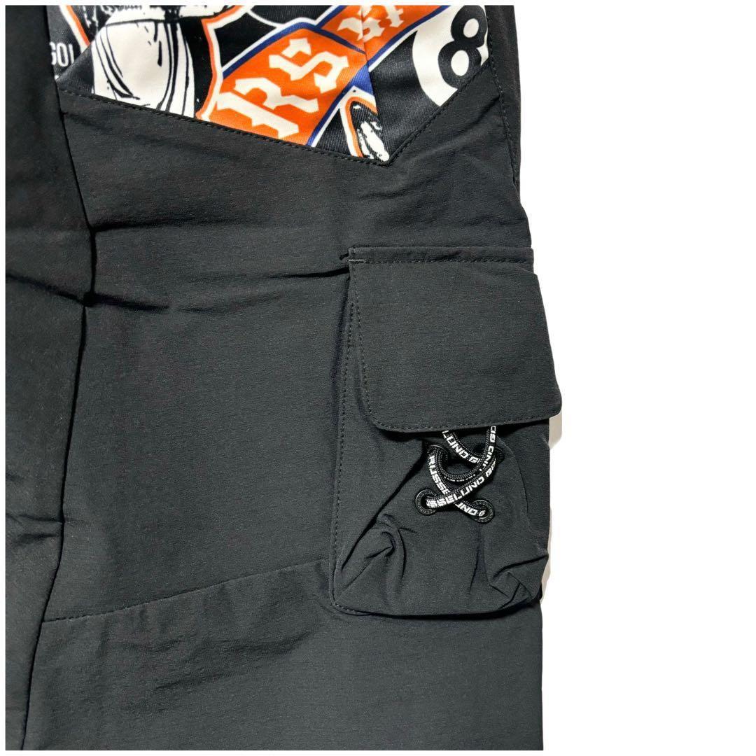新品 ラッセルノ ゴルフ カーゴ ロングパンツ ブラック カーゴパンツ L 5