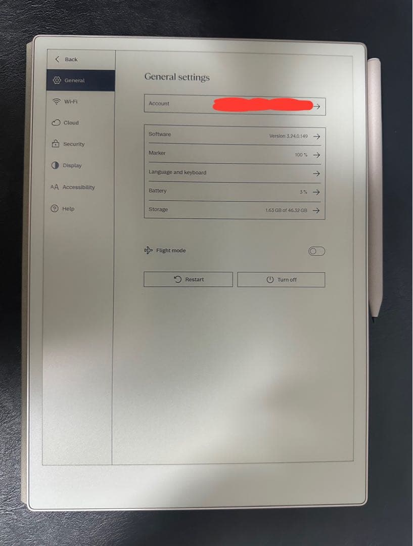 Remarkable paper pro 11.8インチ E-ink タブレット