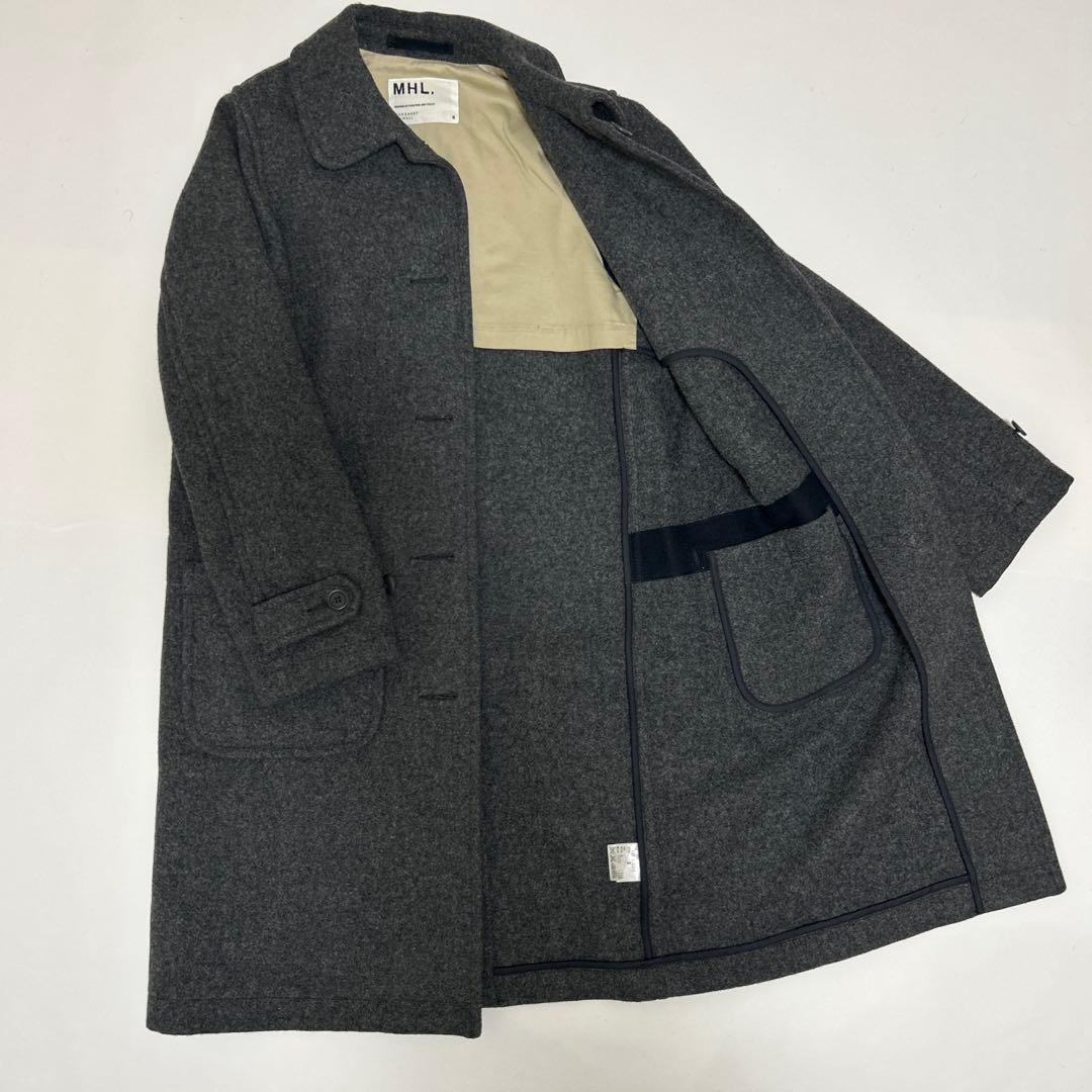 【美品】MHL. 丸襟 ウールコート メルトンコート グレー サイズⅢ