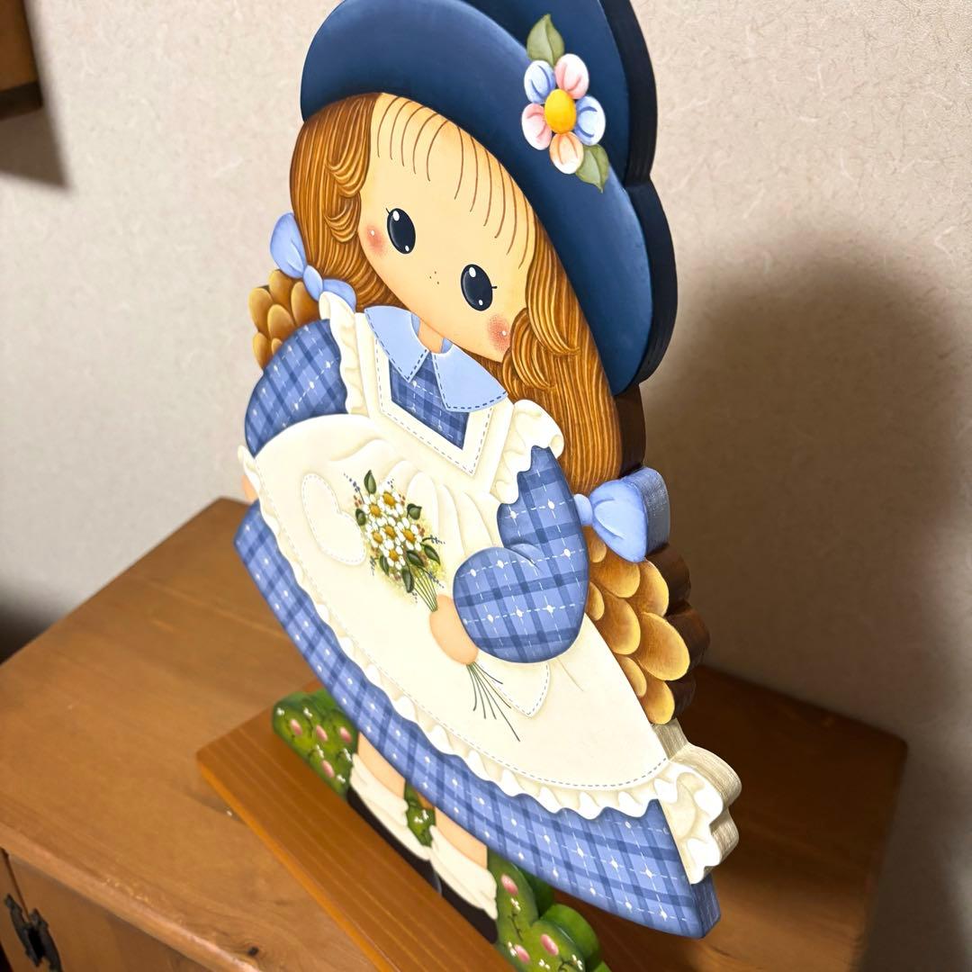 トールペイント　可愛い女の子　2体セット　カントリー雑貨　置物