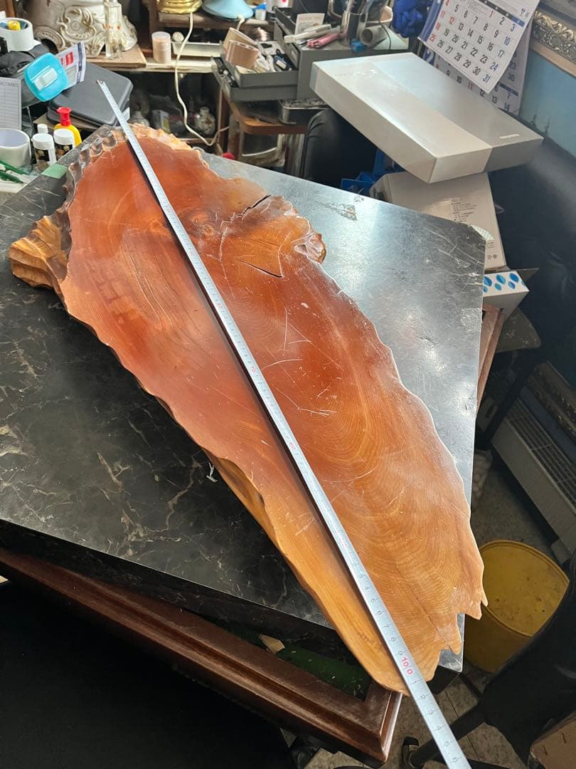 一枚板、天然木台座、102センチ、座卓天板、天板板、ケヤキ台座、鑑賞台、展示台