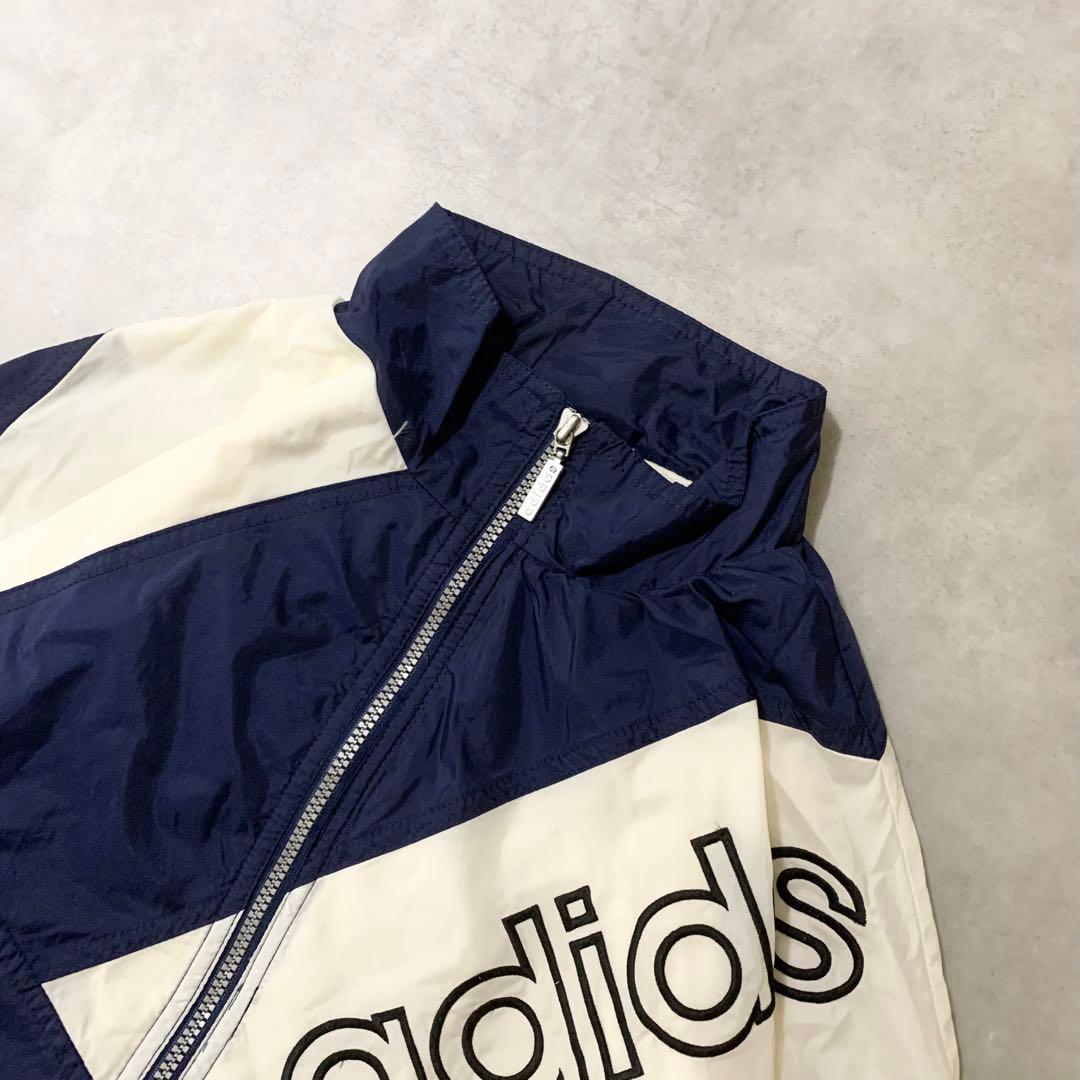 90sアディダス古着adidasナイロンジャケット刺繍ロゴネイビーDB488