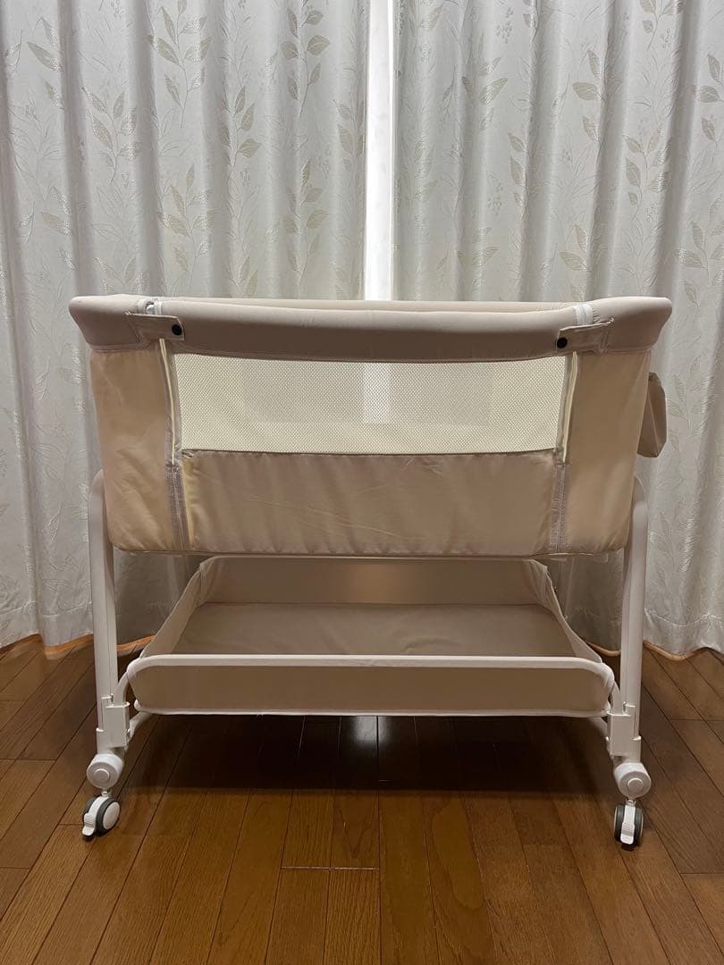 KINO LINPO ベビーベッド　添い寝　キャスター付き 収納棚付き ホワイト