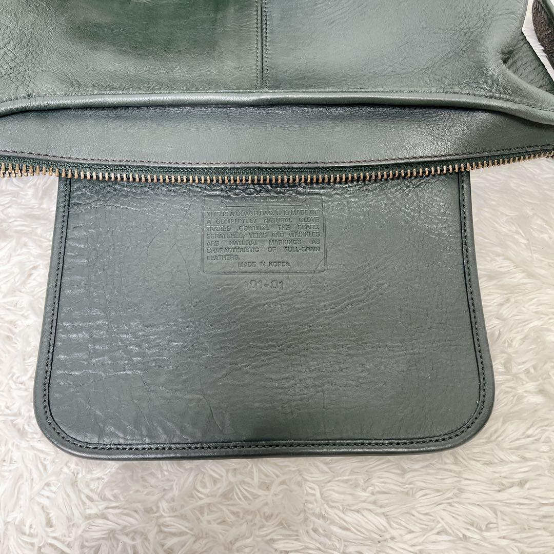 希少色　オールドコーチ　バケツ型　レザー　ショルダーバッグ　ダークグリーン