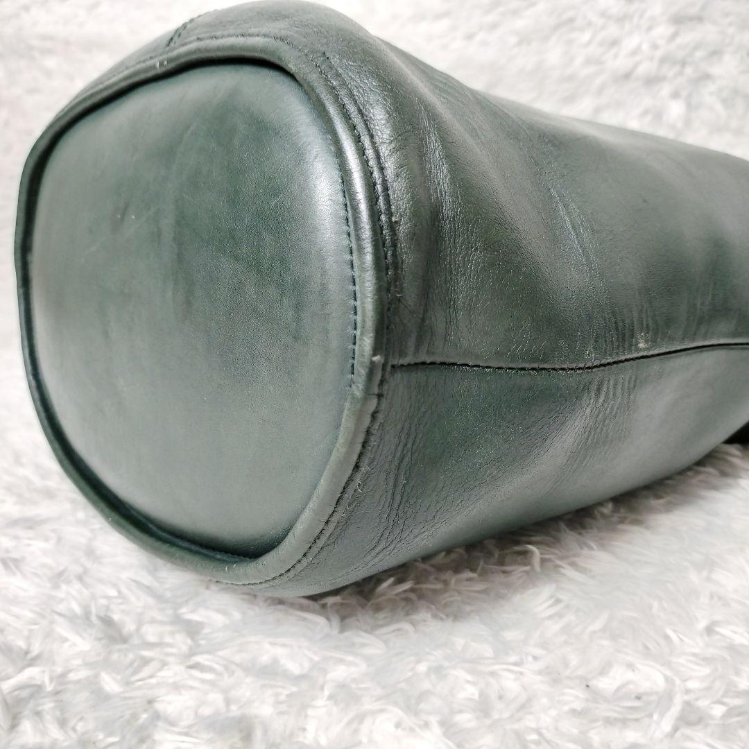 希少色　オールドコーチ　バケツ型　レザー　ショルダーバッグ　ダークグリーン
