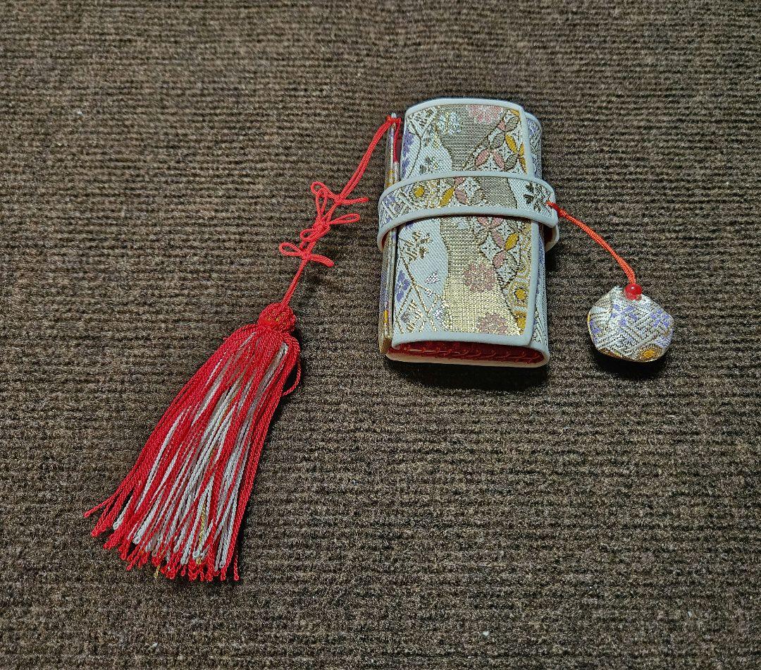 美品 七五三 結び·はこせこセット 7歳 結び帯 作り帯 白/曇取り　七歳用