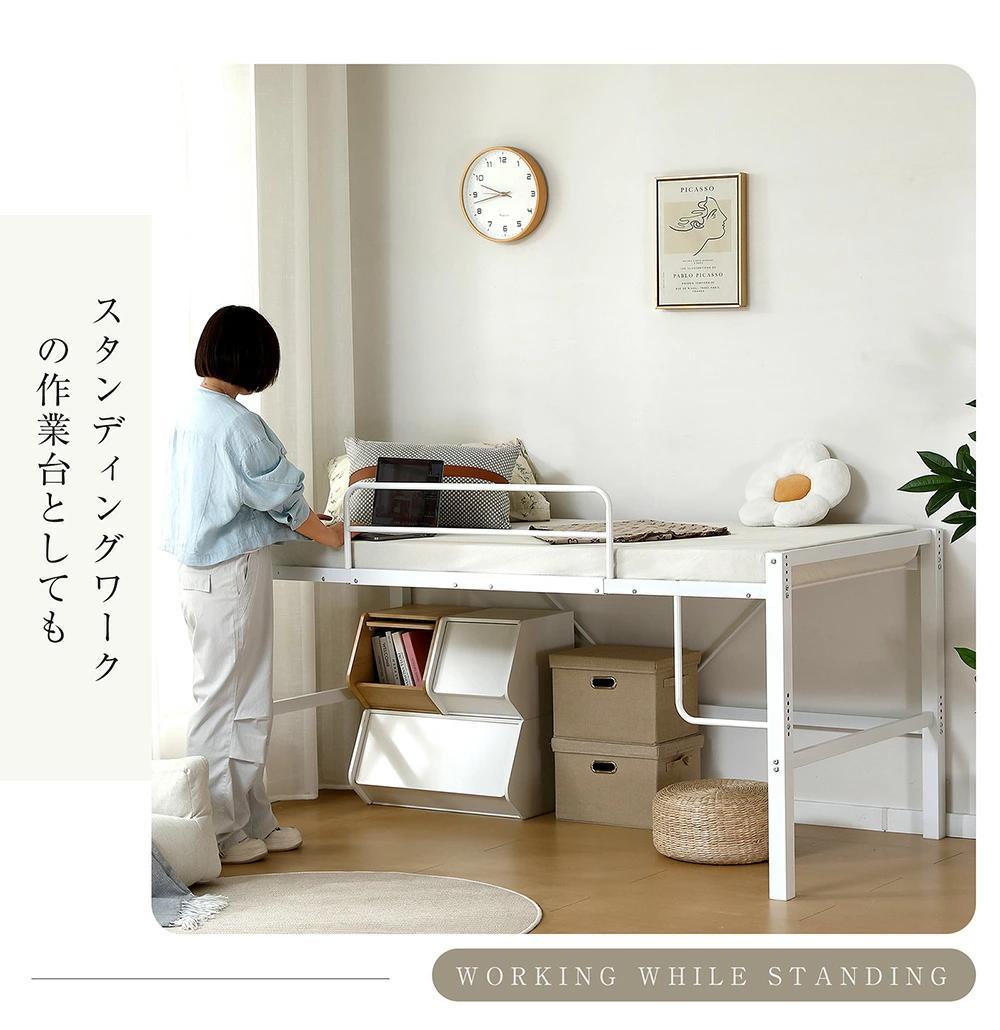 【高さ90cm】ロフトベッドスチール 耐震 ベッド 高さ調整可能　BLACK