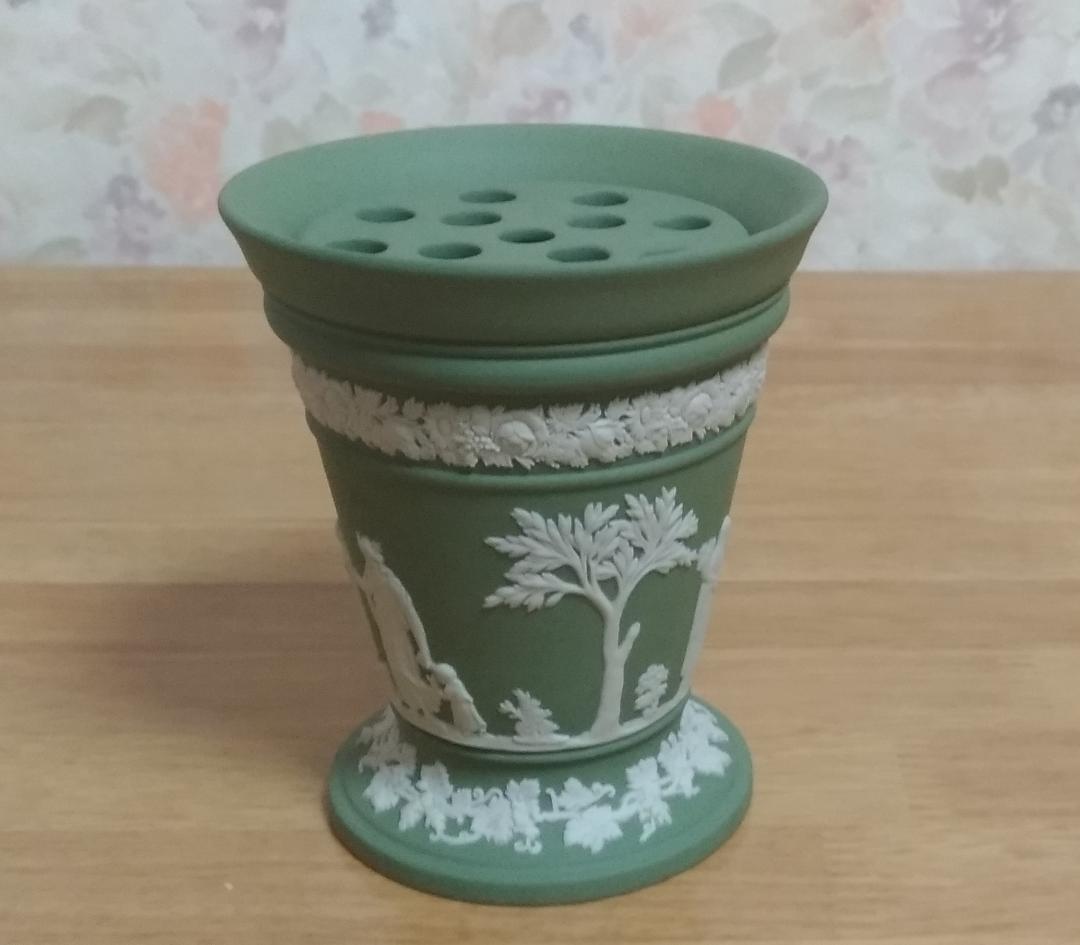★ウエッジウッド　ジャスパー　セージグリーン　花瓶　香炉★
