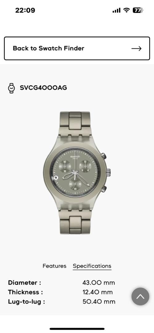 SWATCH 腕時計 (型番 Sw-SVCG4000AG）