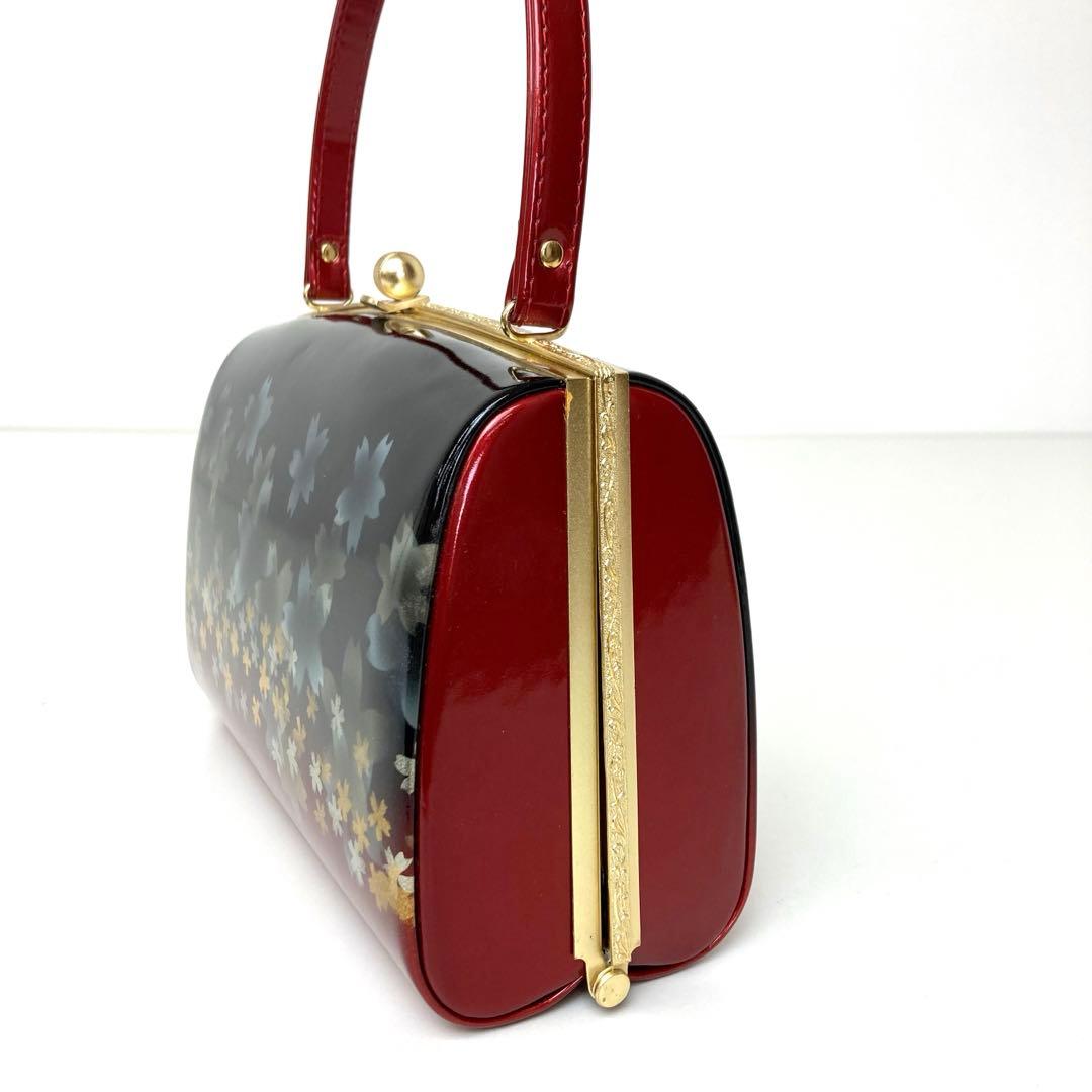 【着物と帯 時流】L25342s◇訳あり振袖用 草履バッグ◇ 黒×赤桜 未使用品