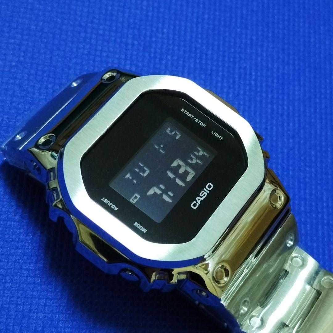 廣*丸様 G-SHOCK DW-5600BBN フルメタルカスタム シルバー 新