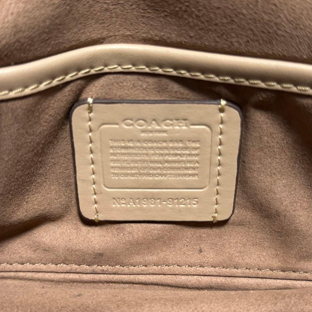 良品 コーチ ワンショルダーバッグ タビー20 PVC レザー ベージュ