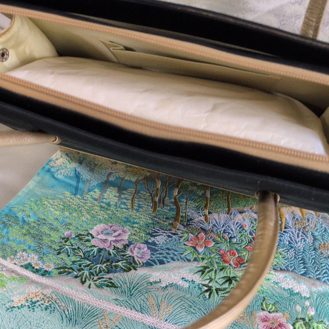 利休バック　和装用バッグ 上品　結婚式　黒　大きめ　正絹　美品