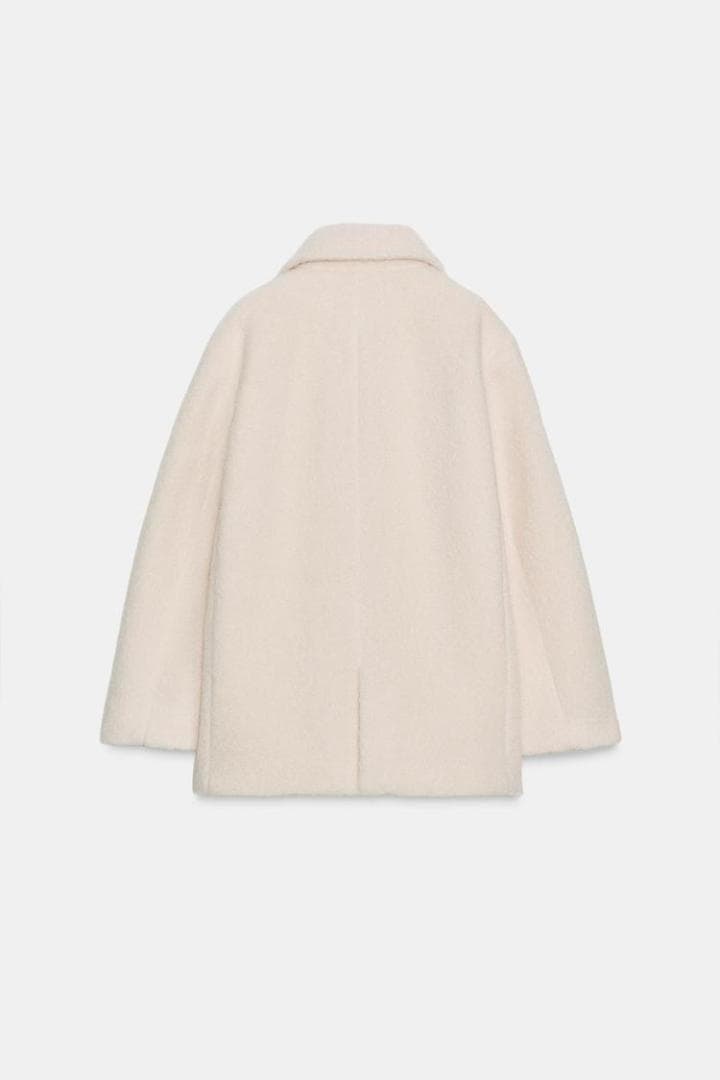ZARA ザラ ブークレダブルブレストミディ丈コート S