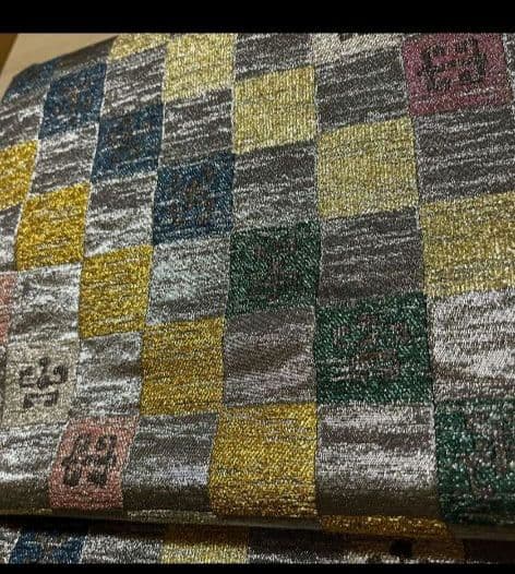 市松模様に箔がオシャレな袋帯