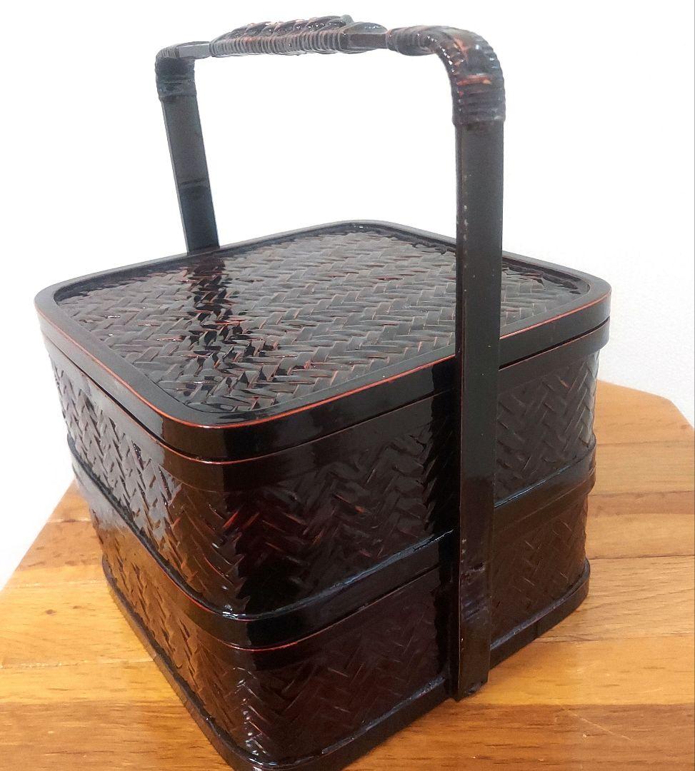 美品　竹細工　野点　煎茶　ランチボックス　茶籠