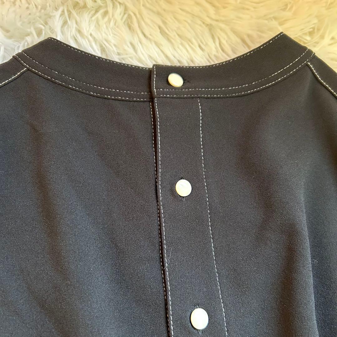 新品タグ付　ビアズリー　 配色ステッチジョーゼット　チュニック　カットソー