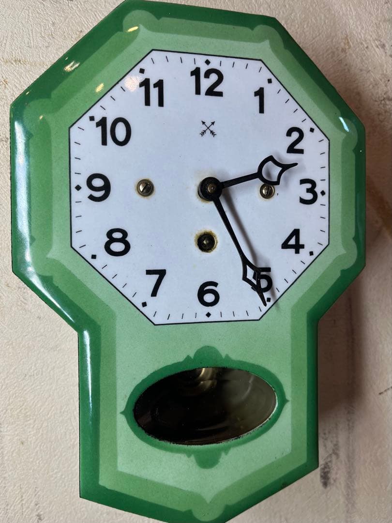 ドイツ製　超ミニ　ホーロー　柱時計　古時計　振り子　ユンハンス　精工舎　レトロ