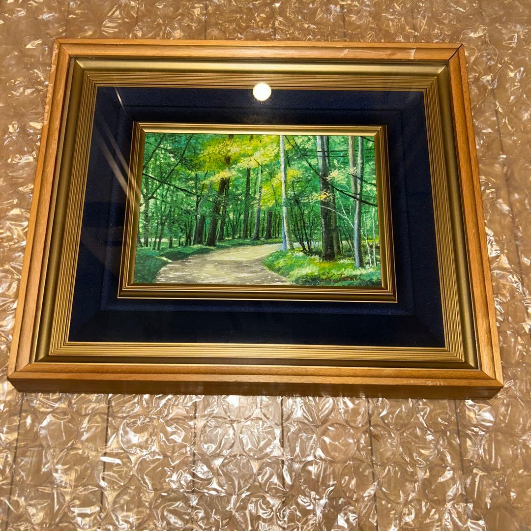 【作者不明】 軽井沢の朝 油絵/油彩/絵画/サインあり/額縁