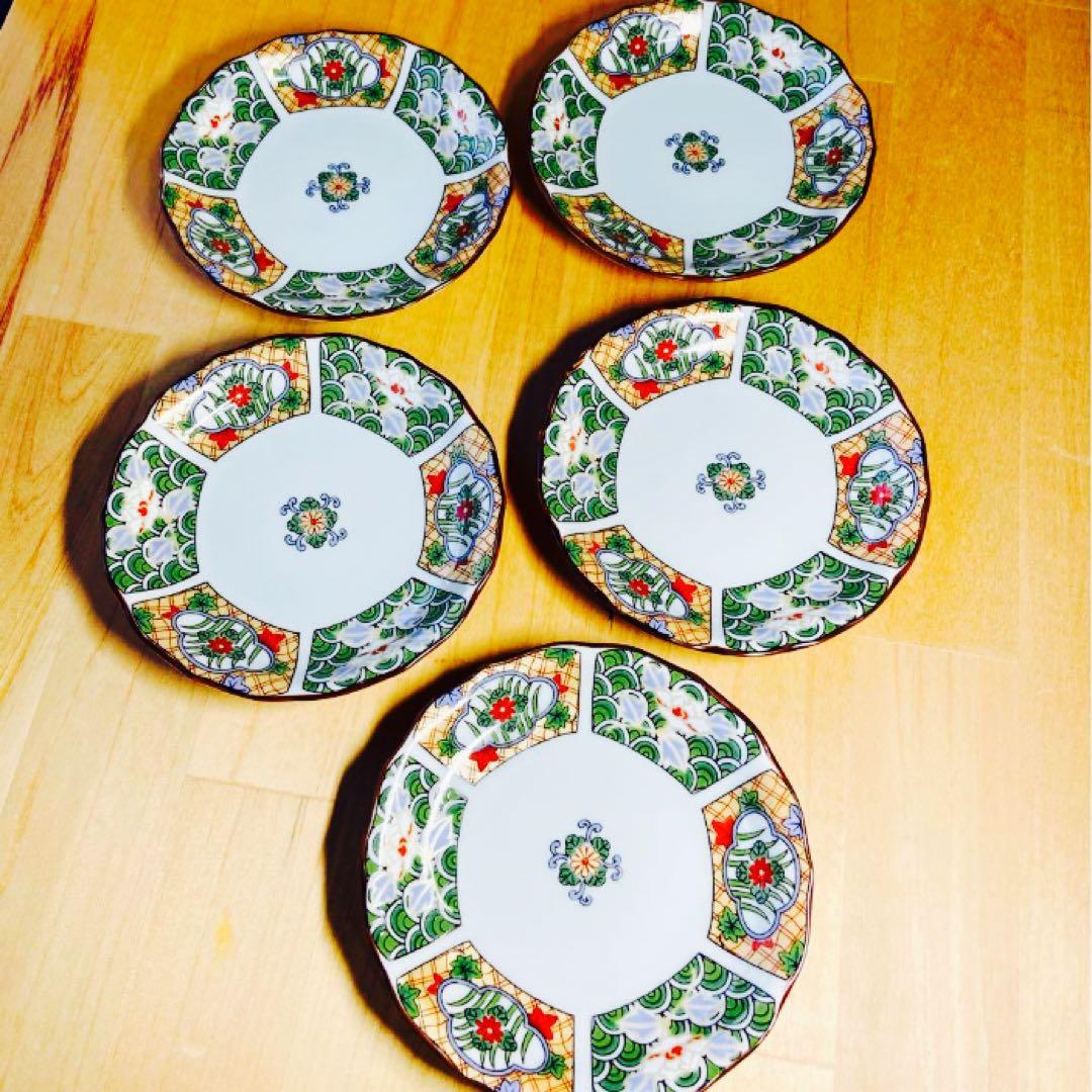 新品未使用・木箱入/佐藤走波 有田焼 華やか色絵 鉢5客＋皿5枚セット 年始め◎