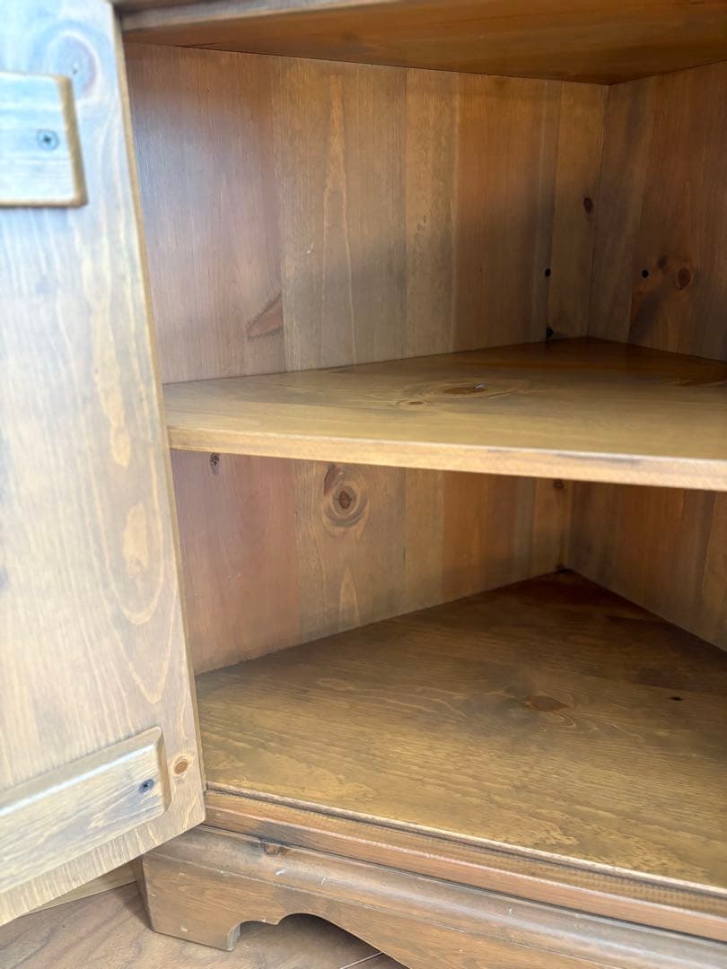 アンファン 廃盤 コーナーカップボード 本棚 食器棚 シェルフ カントリー家具