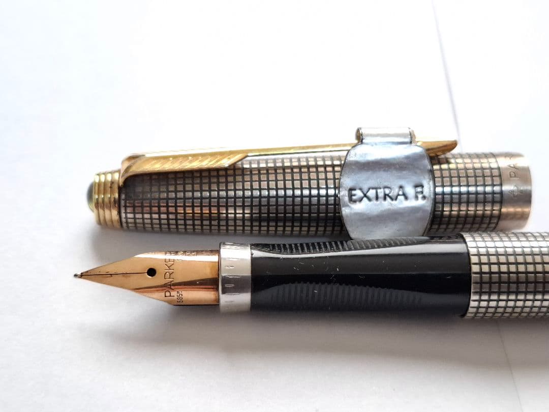 希少　parker　万年筆　XF(極細)　スターリングシルバー　シズレ　オパール