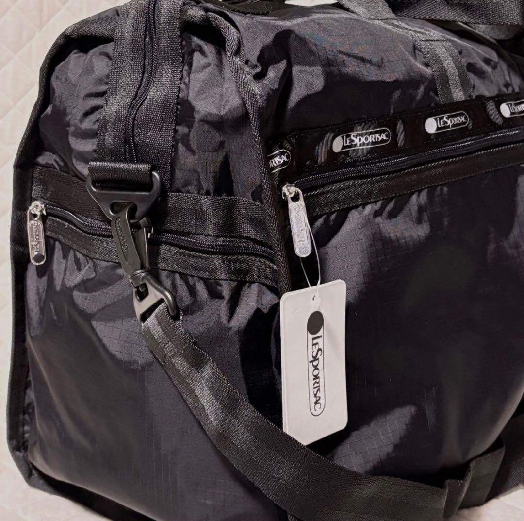 【軽量・大容量】レスポートサック 黒 ボストンバッグ ショルダー付き