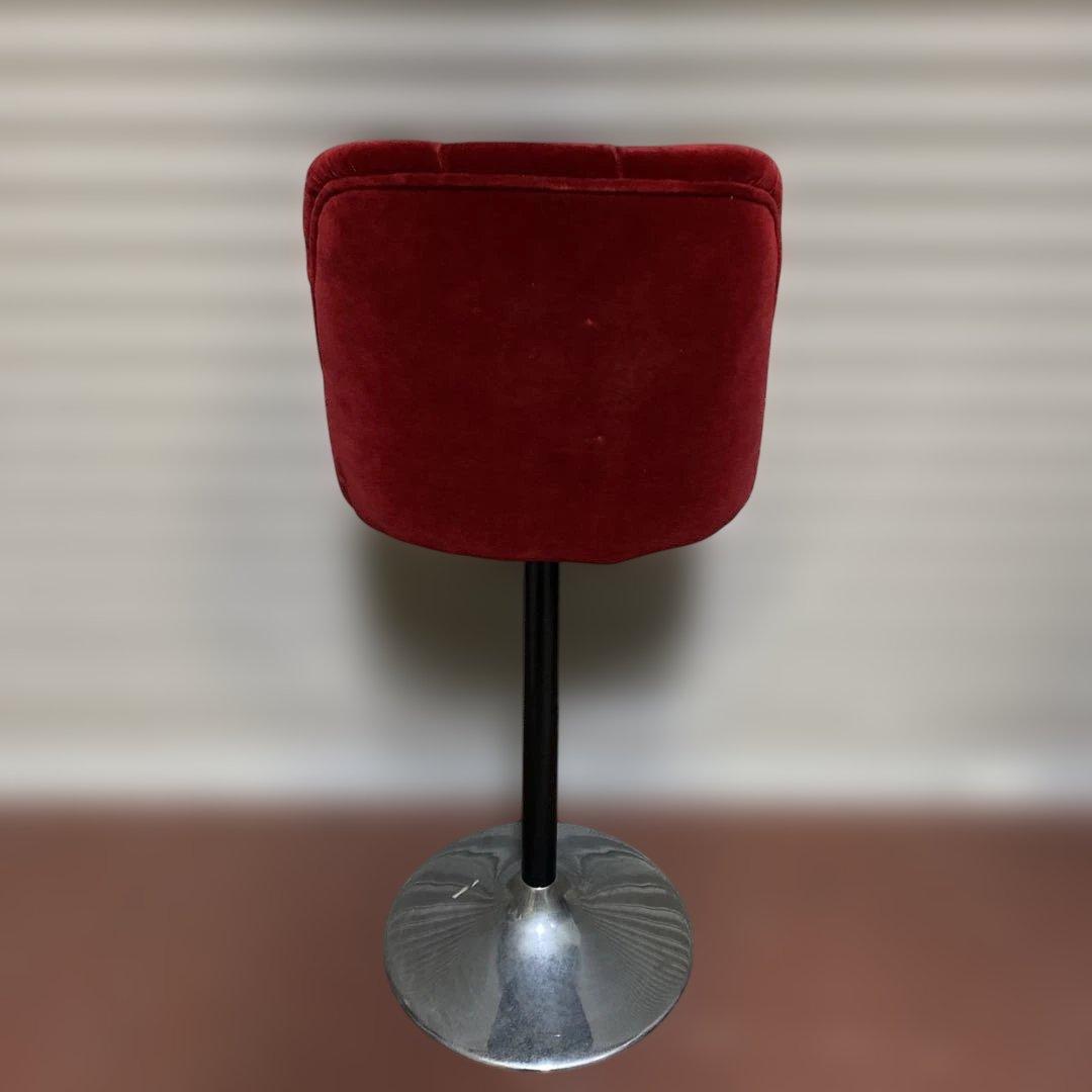 る*う様 赤ベルベット カウンターチェア おしゃれ 固定式 レトロ