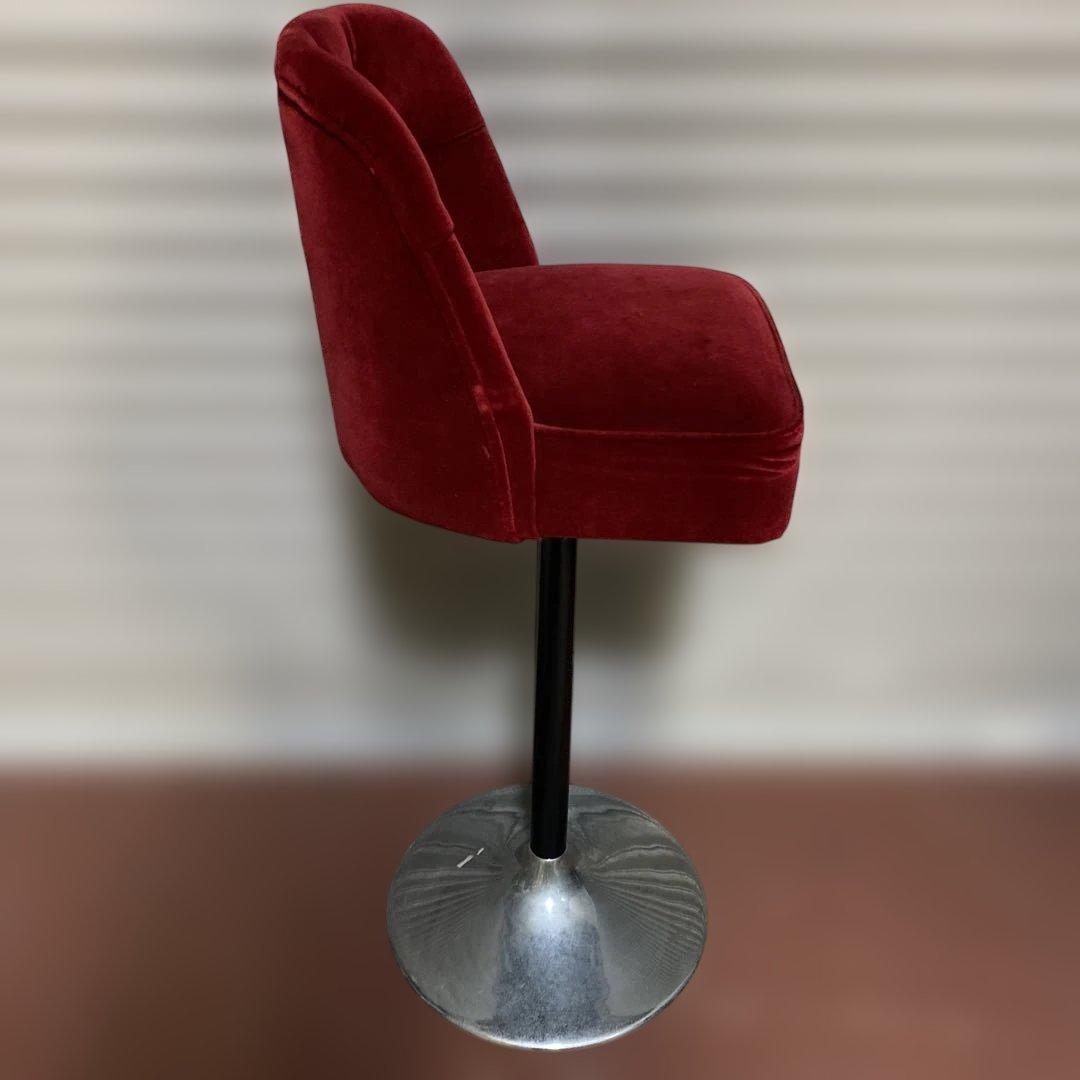 る*う様 赤ベルベット カウンターチェア おしゃれ 固定式 レトロ