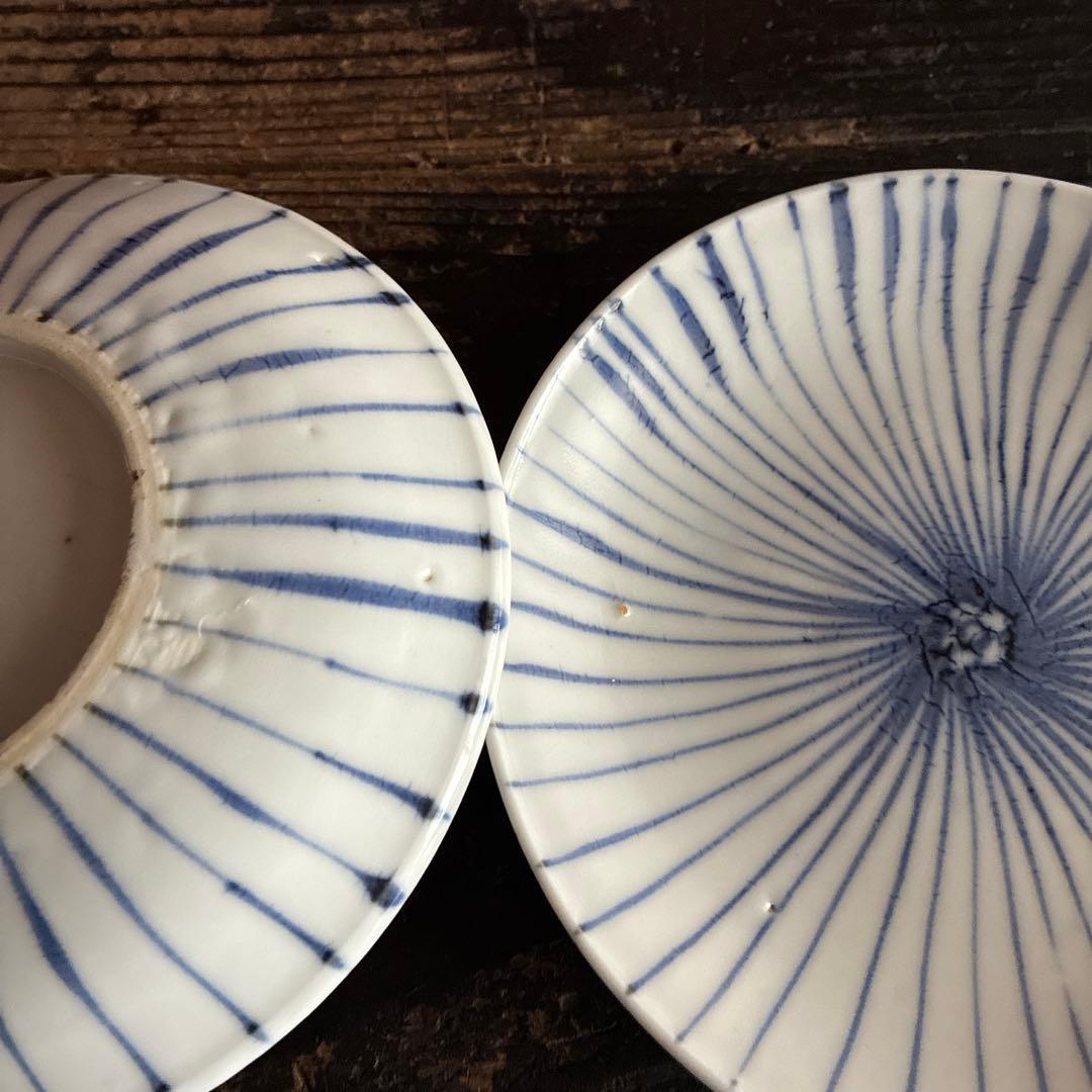 骨董　古伊万里　九谷　染付　松笠　麦藁手　角福　平皿　膾皿　５客限り